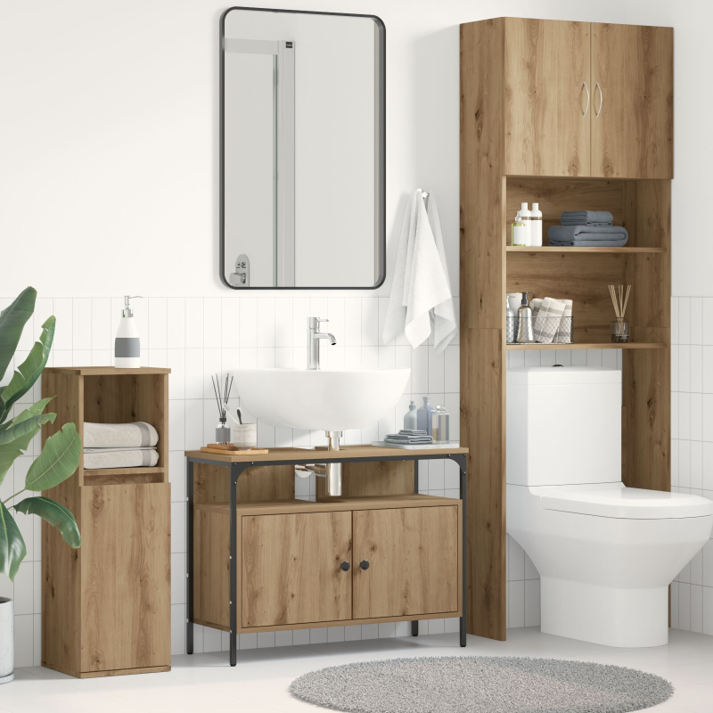 Badezimmerwaschbeckenunterschrank Artisan Eiche 80x30x60 cm Holzwerkstoff
