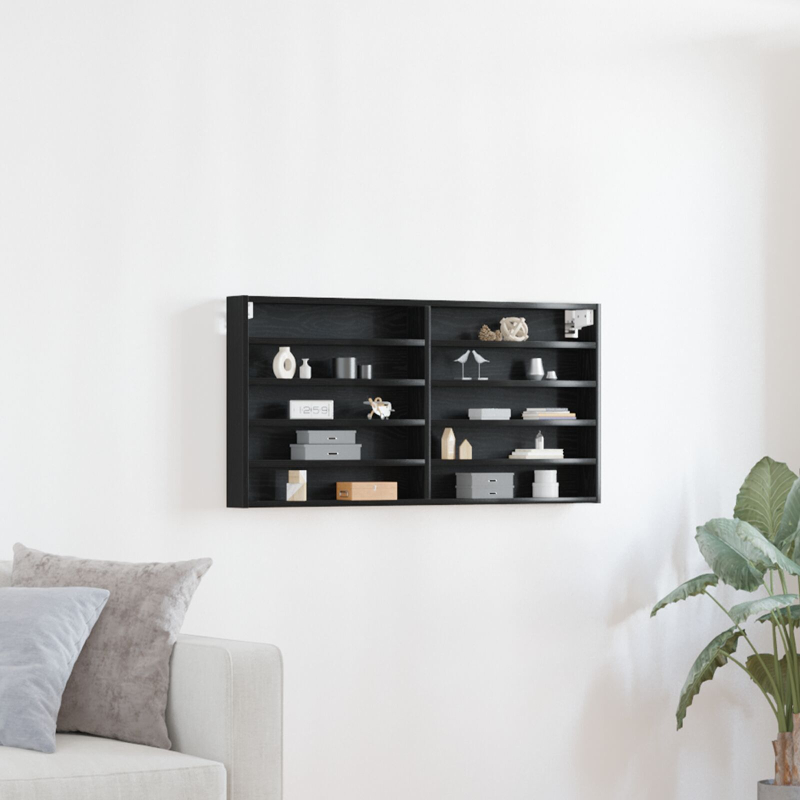 Wandmontierter Vitrinenschrank Schwarzer Eichenholzwerkstoff