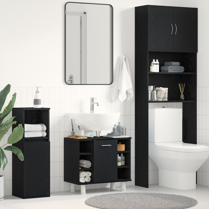 Badezimmer Schrank Schwarz Eiche 60x32x54 cm Ingenieuholz