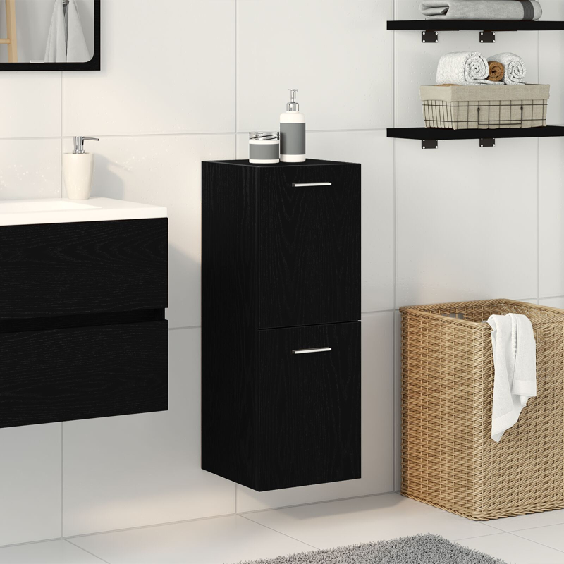Bad-Wandschrank Schwarz Eiche 30x30x80 cm Spanplatte