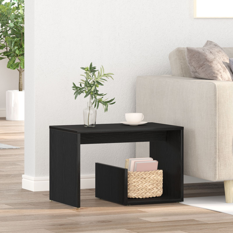 Beistelltisch Schwarzer Eichenholz 59x36x38 cm Holzwerkstoff