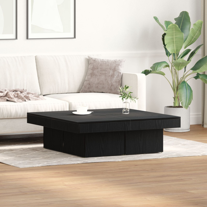 Couchtisch Schwarz Eiche 90x90x28 cm Holzwerkstoff