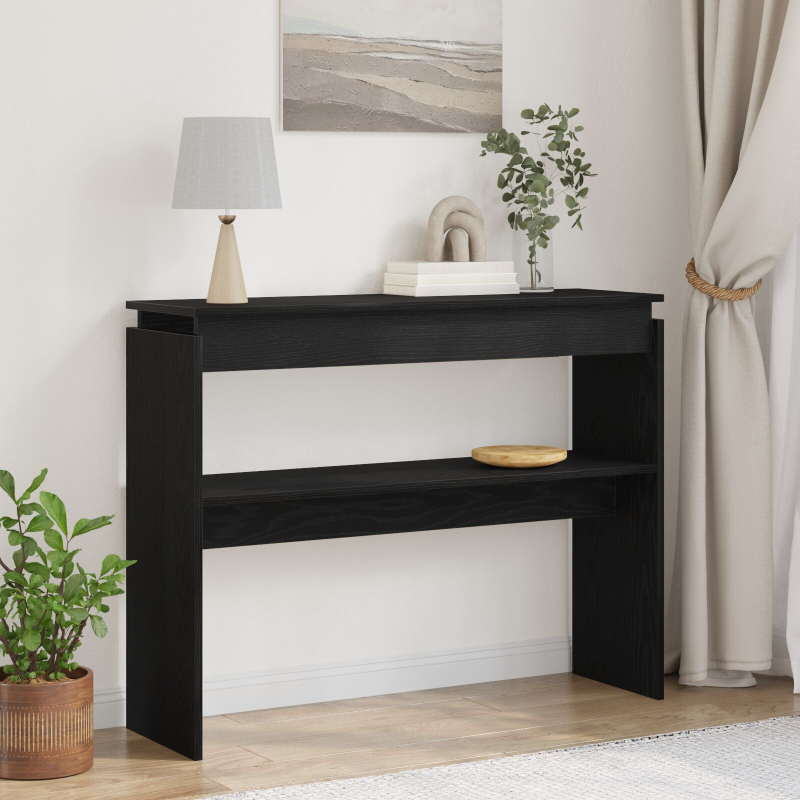 Konsolentisch schwarz Eiche 80x30x102 cm Spanplatte