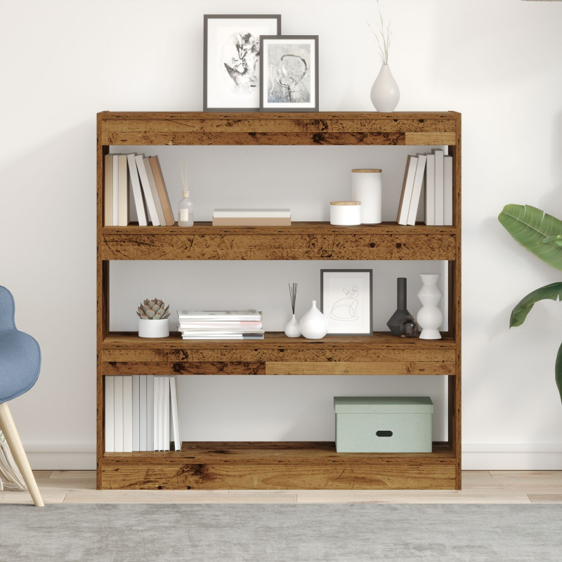 Bücherregal/Raumteiler - Rustikales Holz - 100x30x103cm - Holzwerkstoff