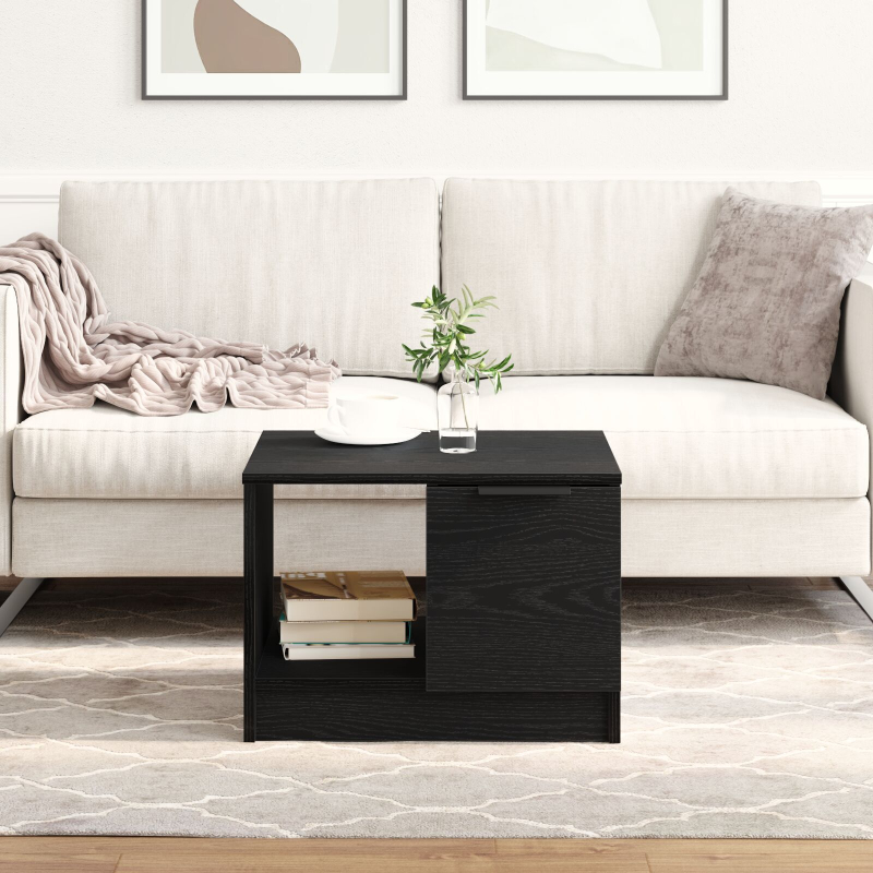 Couchtisch Schwarzes Eichenholz 50x50x36 cm ausWerkstoff
