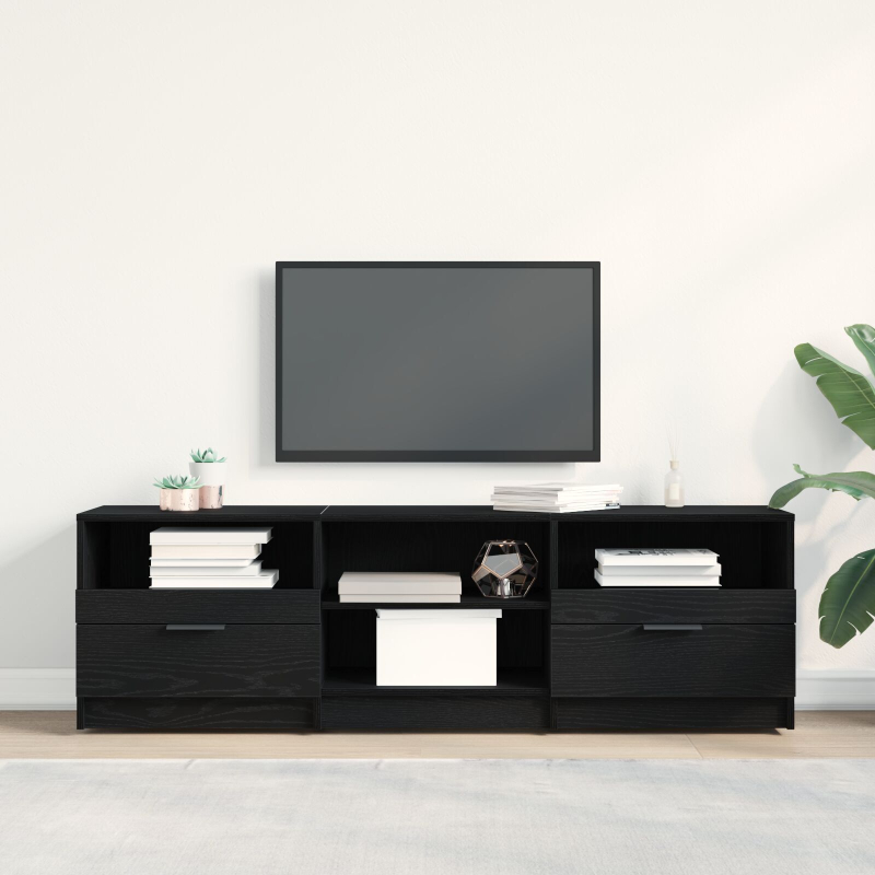 TV-Schrank Schwarz Eiche 150x33,5x45 cm Werkstoff