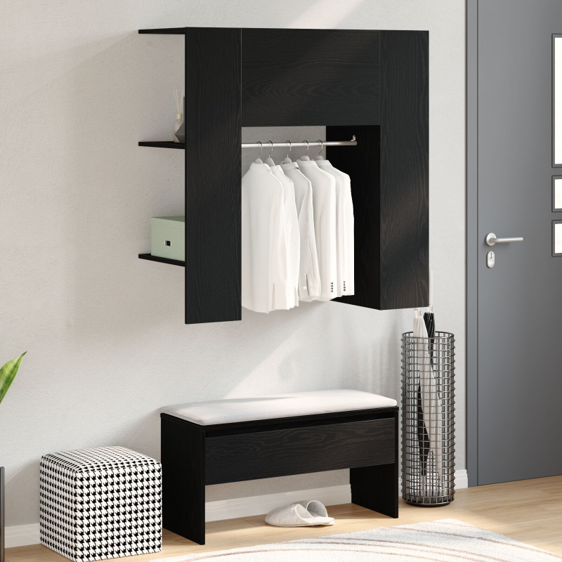 Flurenschrank Schwarz Eiche 97,5x37x99 cm Holzwerkstoff