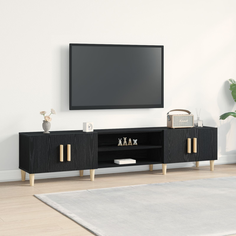 TV Schrank Schwarz Eiche 180x31,5x40 cm Holzwerkstoff