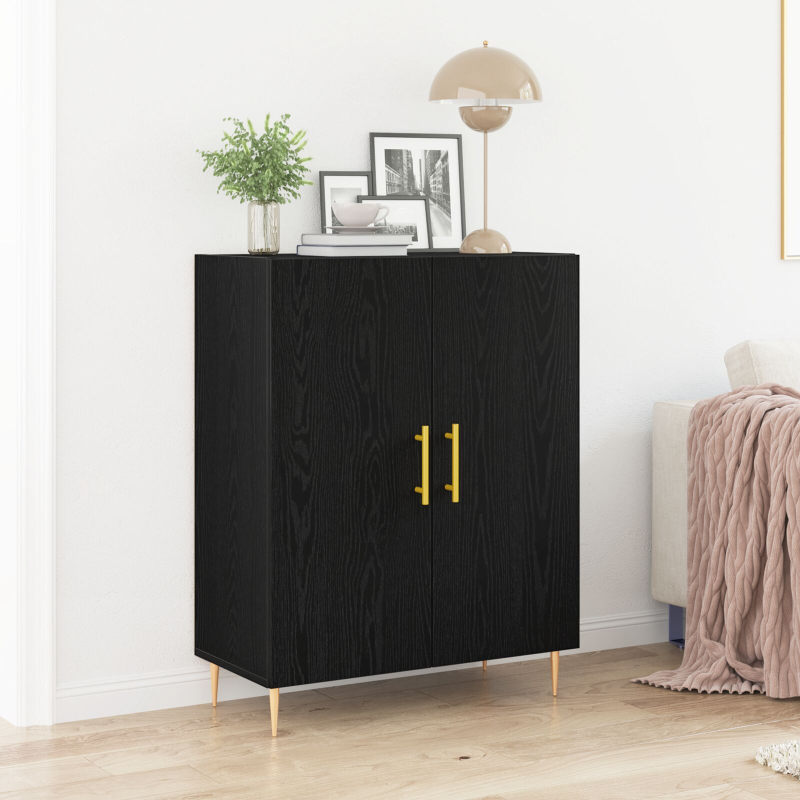 Sideboard Schwarz Eiche 69,5x34x90 cm Engineered Wood