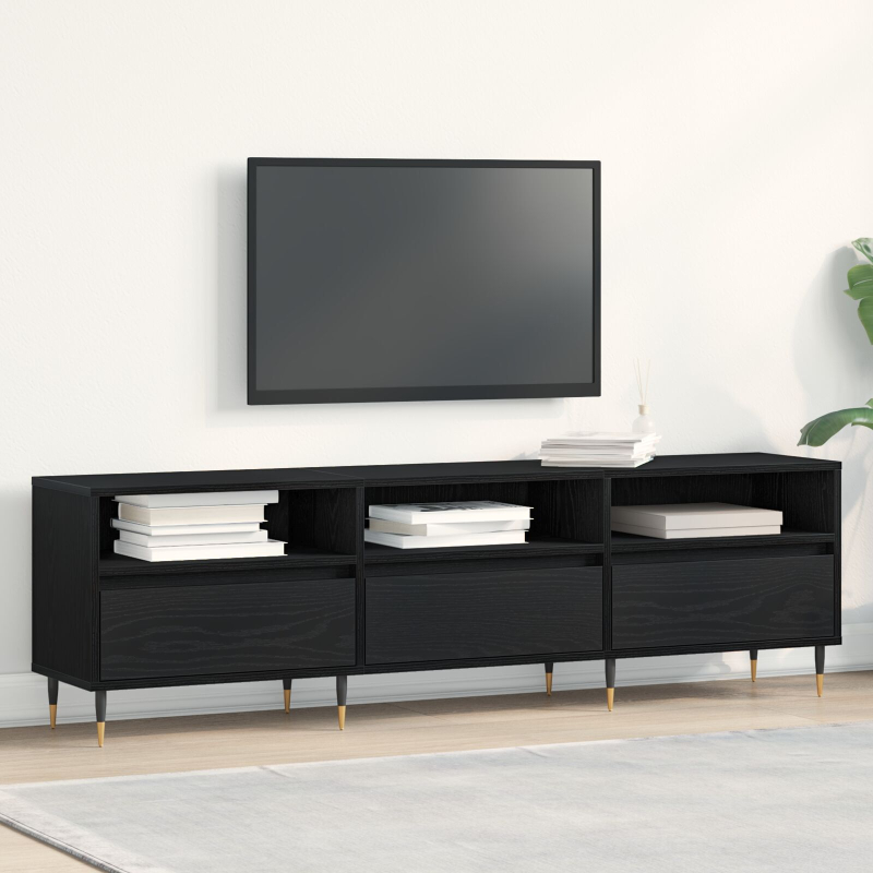 TV-Schrank Schwarz Eiche 150x30x44,5 cm Holzwerkstoff