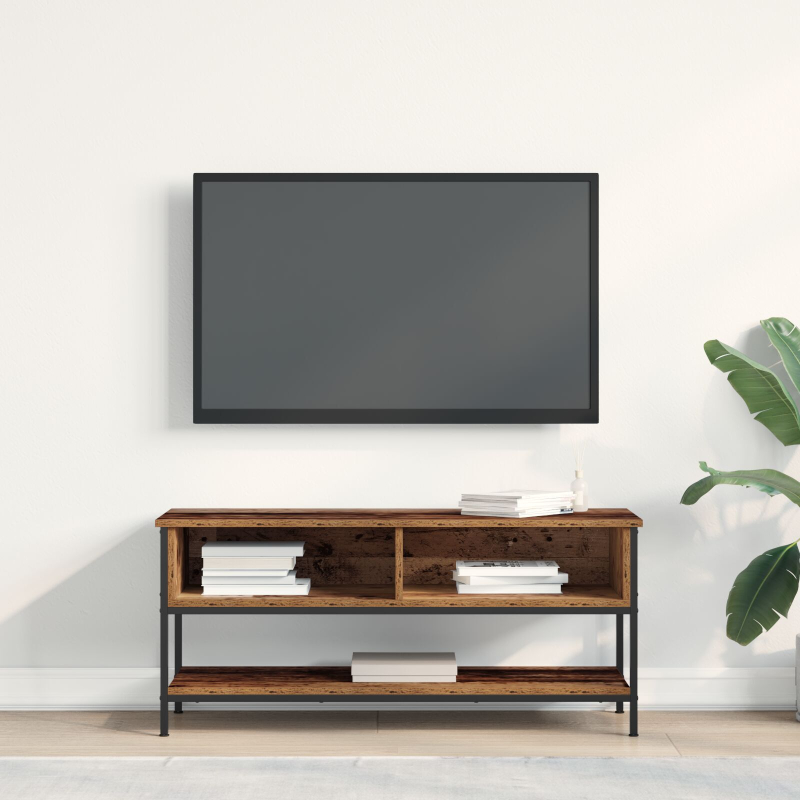 TV-Schränkchen Alte Holz 100x35x45 cm Ingenieurholz und Stahl