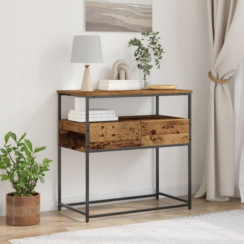 Konsolentisch Altholz 75x40x75 cm aus Holzwerkstoff und Stahl