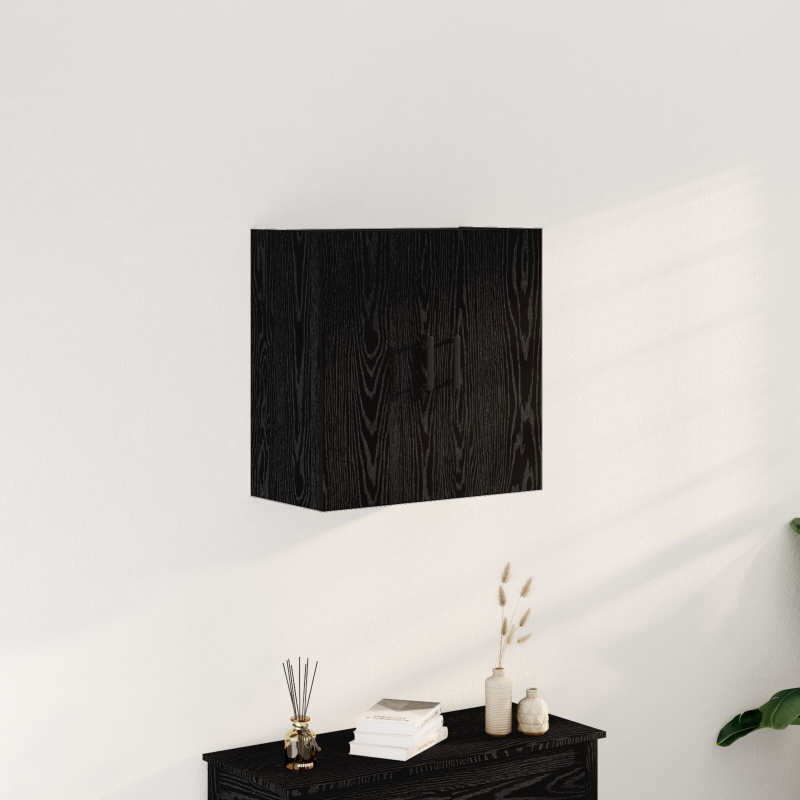 Wandregal Schwarz Eiche 60x31x60 cm Holzwerkstoff