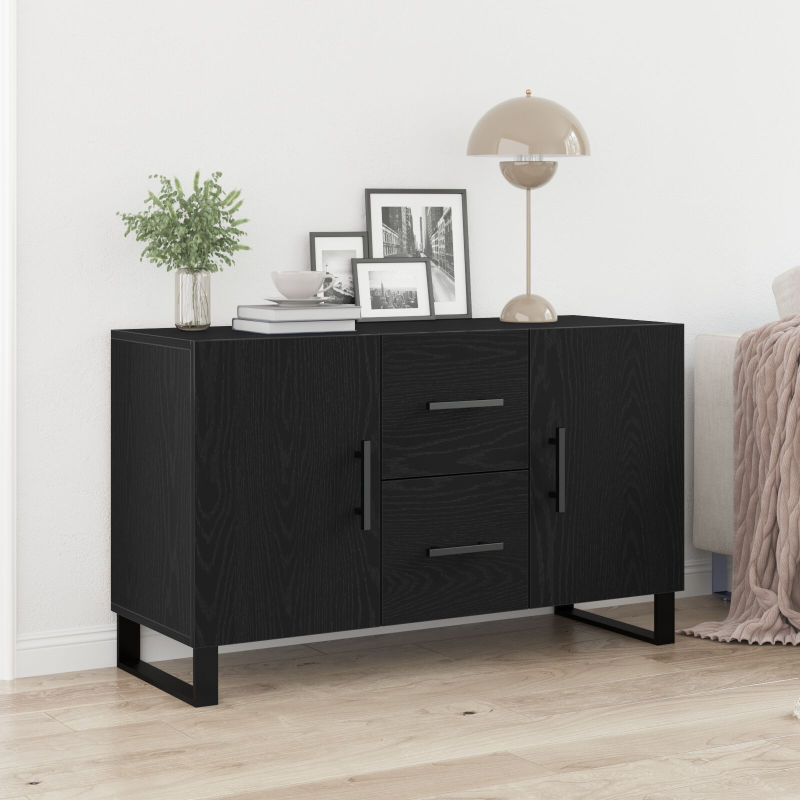 Sideboard Schwarz Eiche 100x36x60 cm Holzwerkstoff