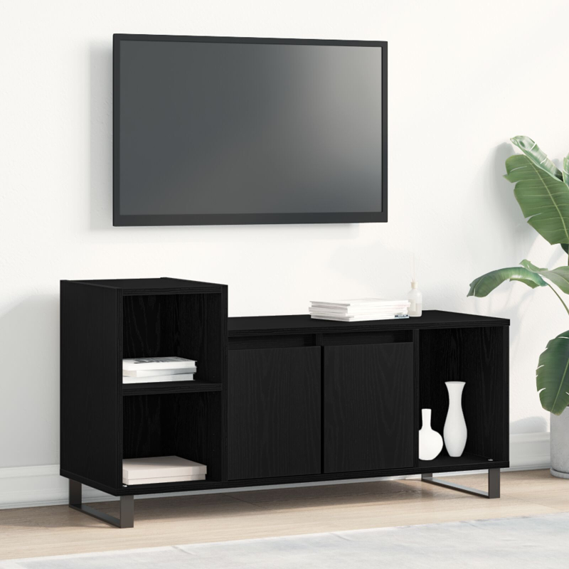 TV-Bank Schwarz Eiche 100x35x55 cm Werkstoff
