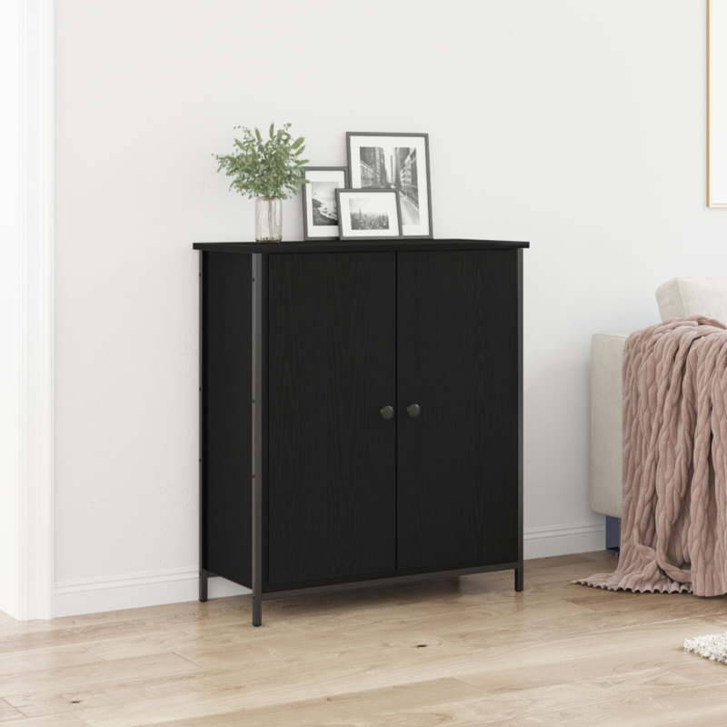 Sideboard Schwarze Eiche 70x30x80 cm Holzwerkstoff und Stahl