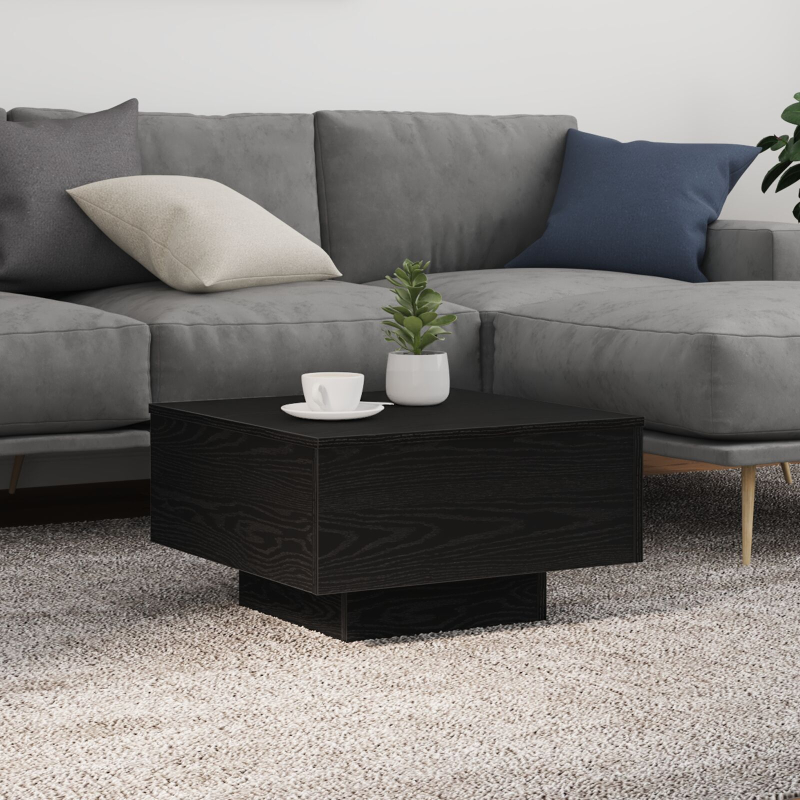 Couchtisch mit LED-Lichtern Schwarz Eiche 55x55x31 cm