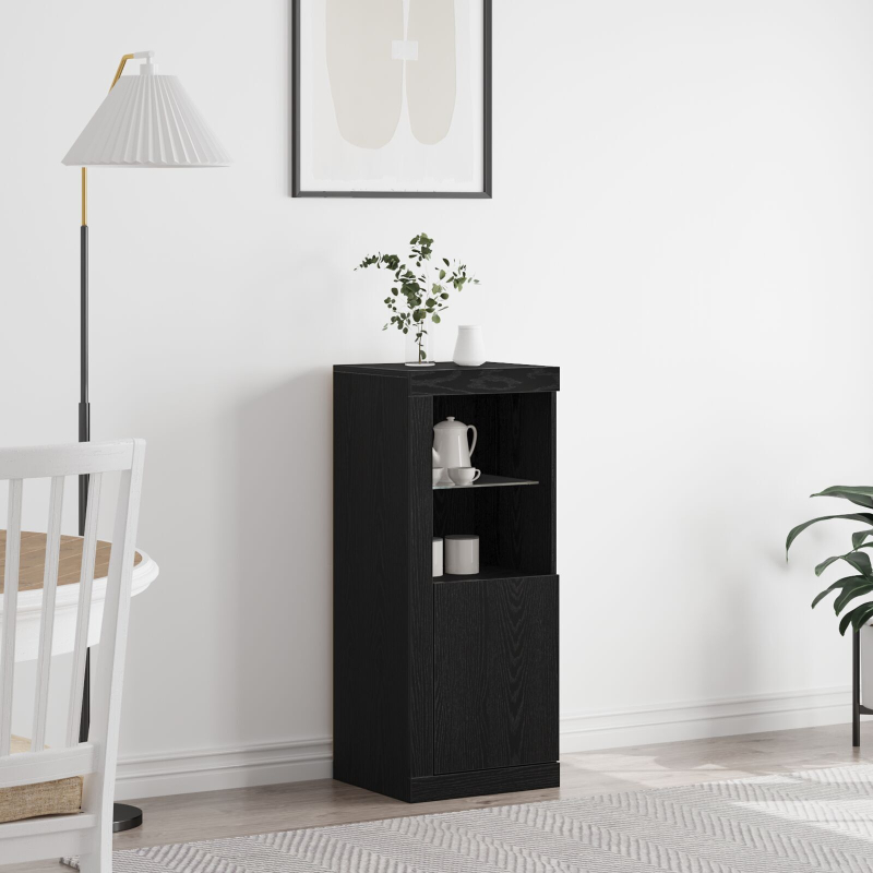 Sideboard mit LED-Lichtern Schwarz Eiche 41x37x100 cm