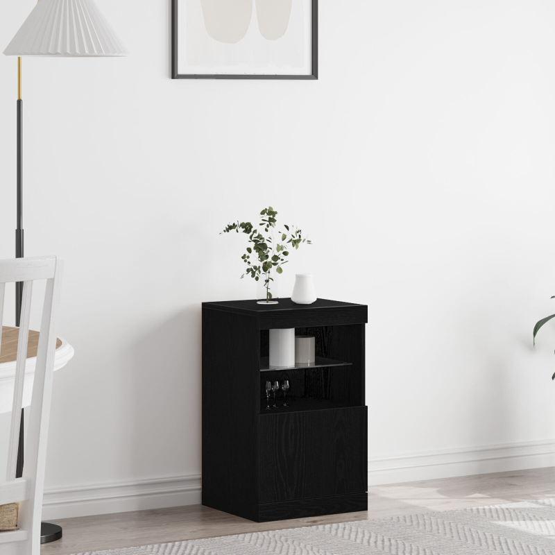 Sideboard mit LED-Lichtern Schwarze Eiche 41x37x67 cm