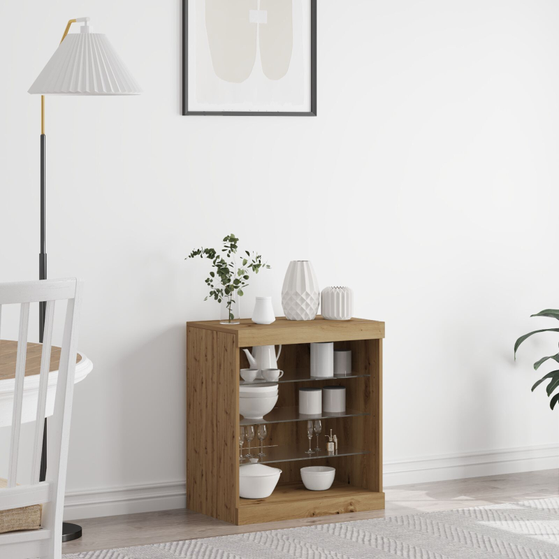 Sideboard mit LED-Lichtern Artisan Eiche 60,5x37x67 cm