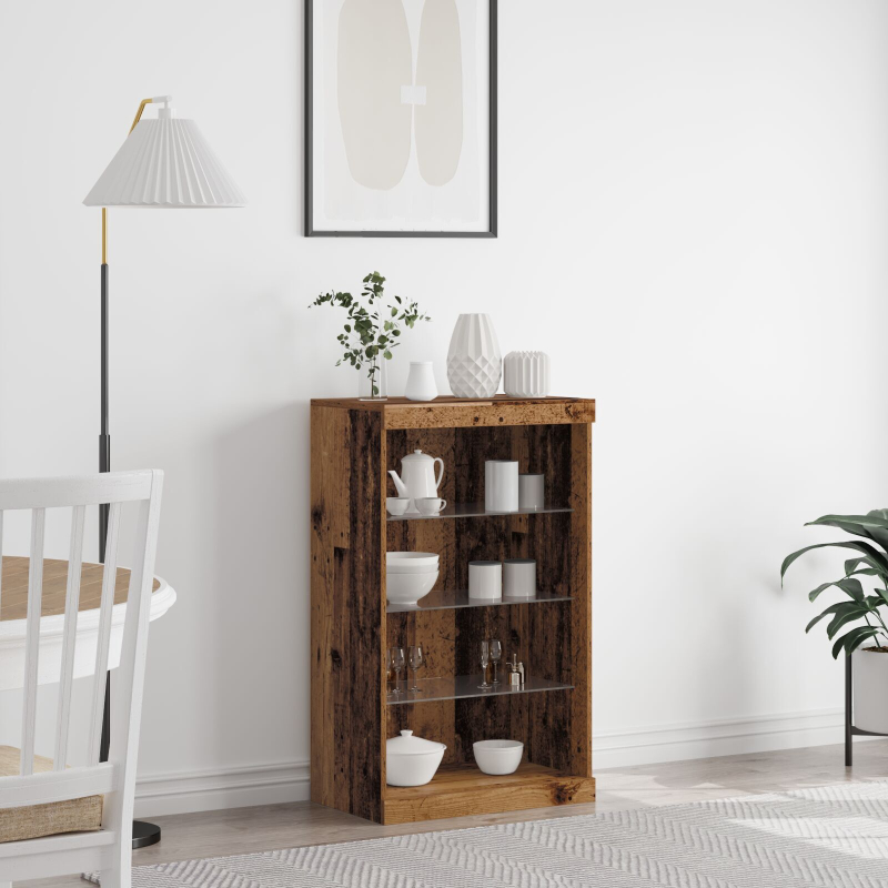 Sideboard mit LED-Lichtern Altes Holz 60,5x37x100 cm