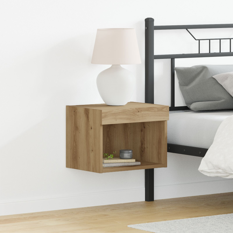 Wandschrank mit LED-Leuchten Artisan Eiche 40x30x30 cm