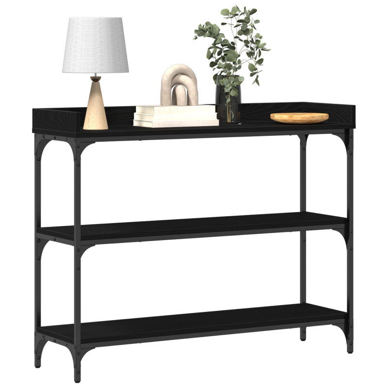 Konsolentisch Schwarz Eiche 100x30x80 cm Ingenieurholz und Stahl