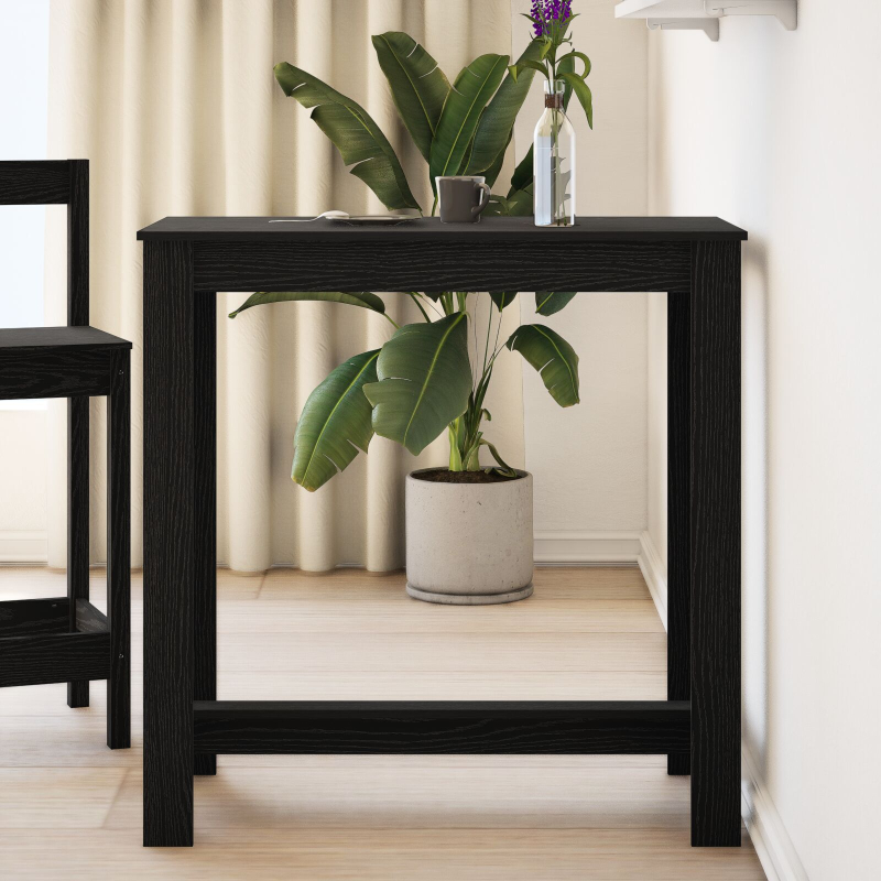 Bartisch aus schwarzem Eichenholz 102x50x103,5 cm aus Ingenieurholz
