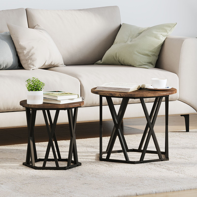 Nesting Beistelltische 2er Set aus rauchigem Eichenfurnier
