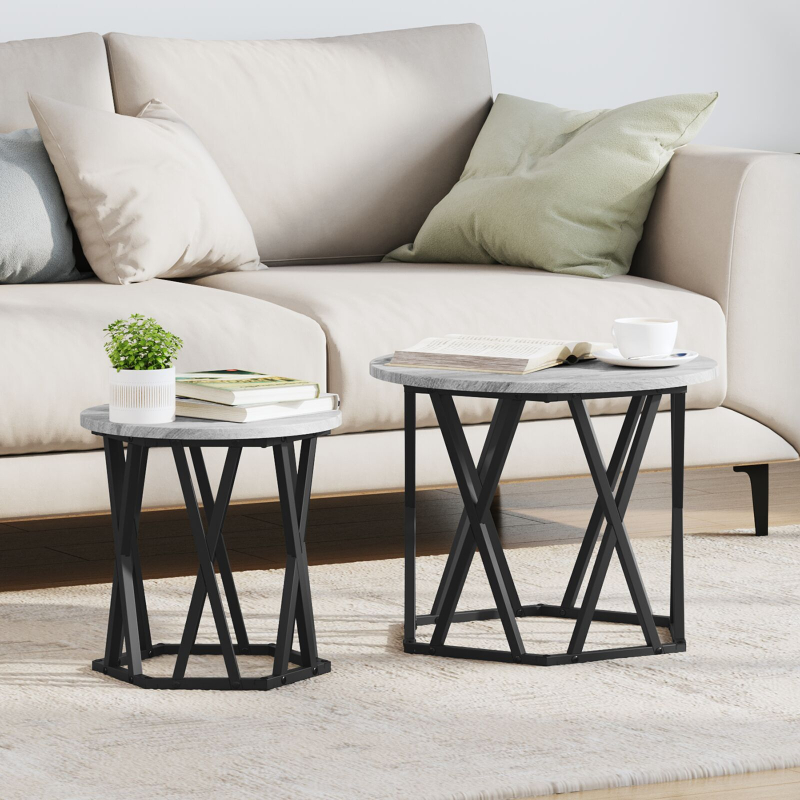Nesting Beistelltische 2er Set Grau Sonoma Ingenieurholz