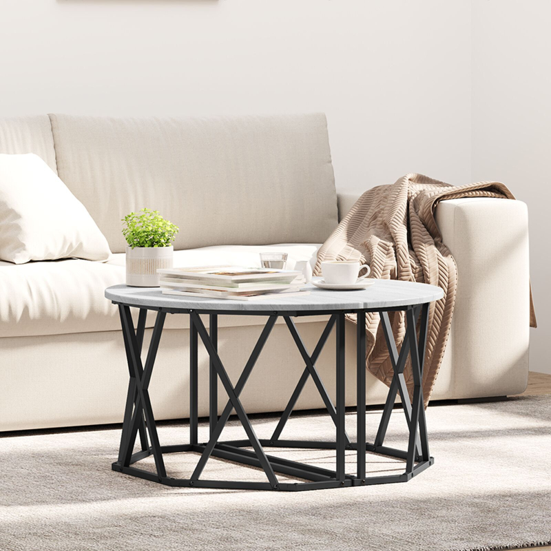 Grauer Sonoma Couchtisch 80x80x42 cm Aus Stabilem Holz