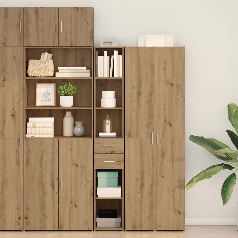 Highboard Schwarz Eiche 30x42,5x185 cm Holzwerkstoff