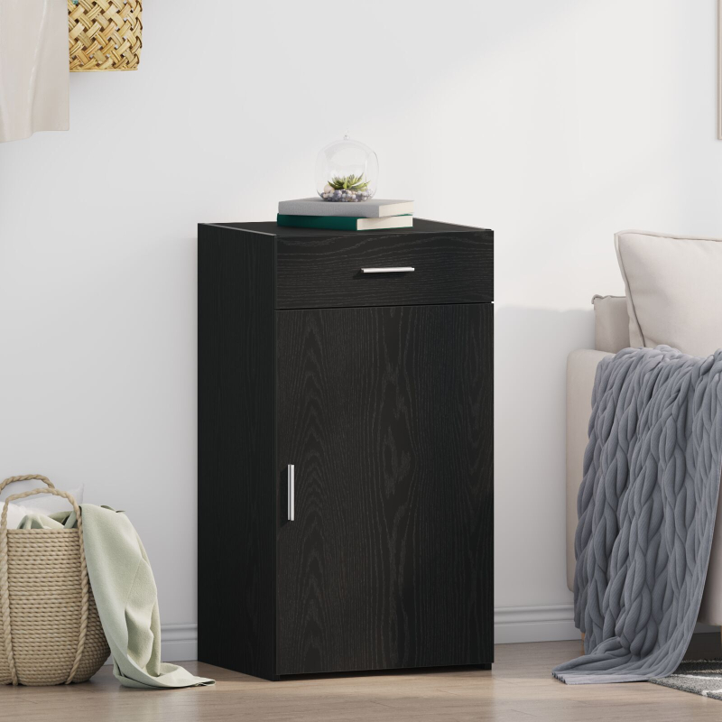 Sideboard Schwarz Eiche 30x42,5x93 cm aus Holzwerkstoff