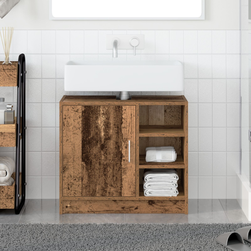 Waschtisch-Schrank Altholz 63x29x55 cm Massivholz