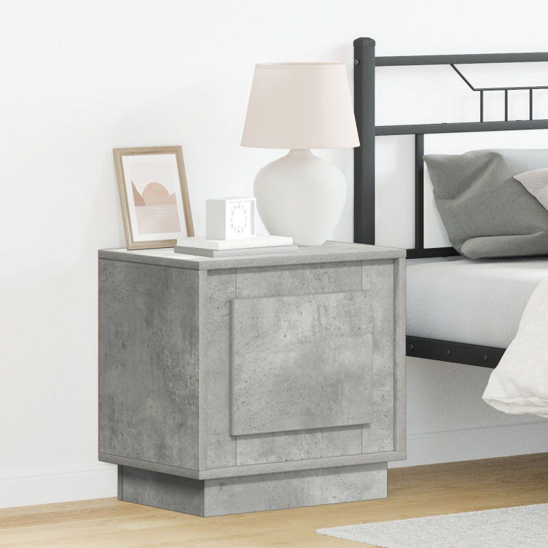 Nachttische mit LED-Lichtern 2 Stück Beton Grau 44x34,5x45 cm
