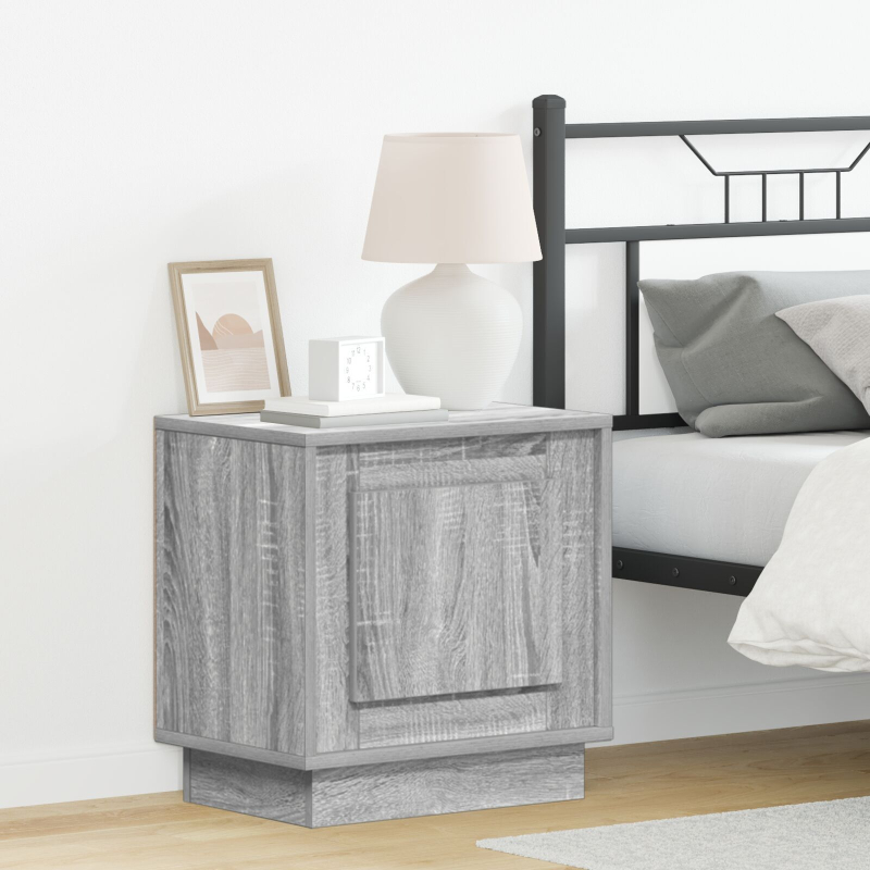 Nachttische mit LED-Lichtern 2 Stück Grau Sonoma 44x34,5x45 cm