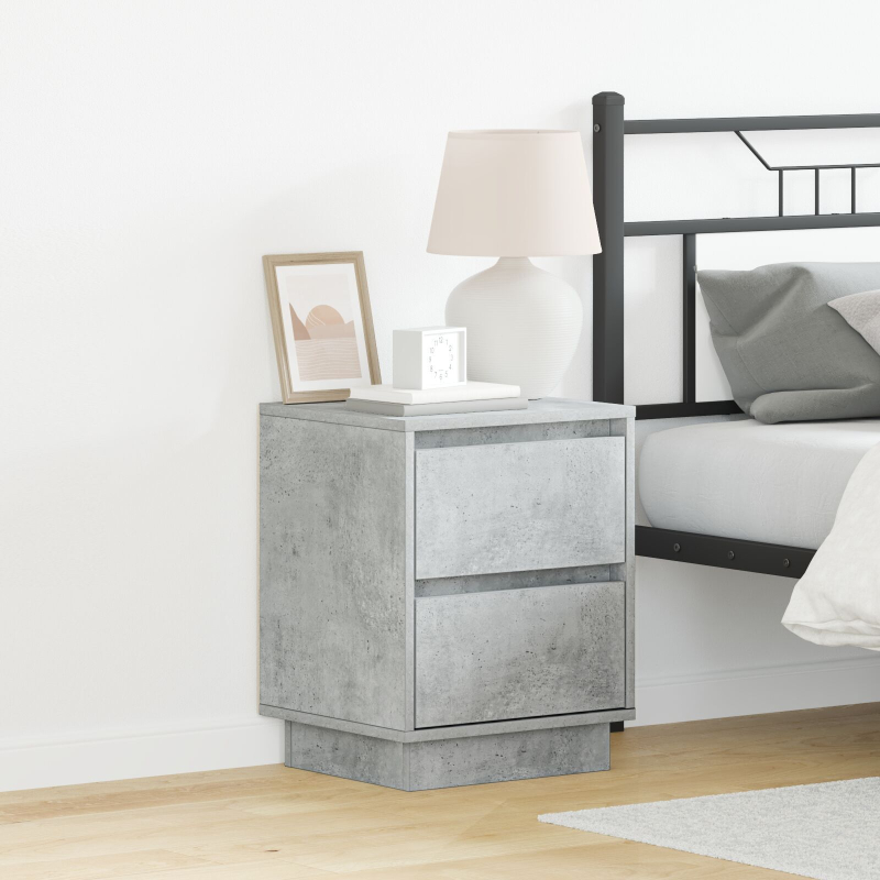 Nachttische mit LED-Lichtern 2 Stück Beton Grau 39x34.5x50 cm