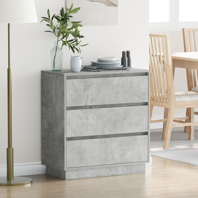 Nachttisch mit LED Beton Grau 71x34,5x75 cm Holzwerkstoff