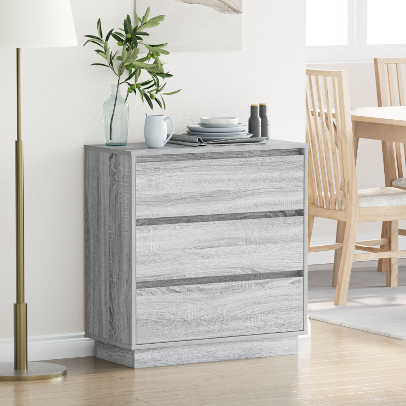 Nachttisch mit LED Grau Sonoma 71x34,5x75 cm MDF