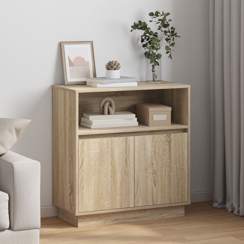Sideboard mit LED Sonoma Eiche 71x34,5x75 cm Spanplatte