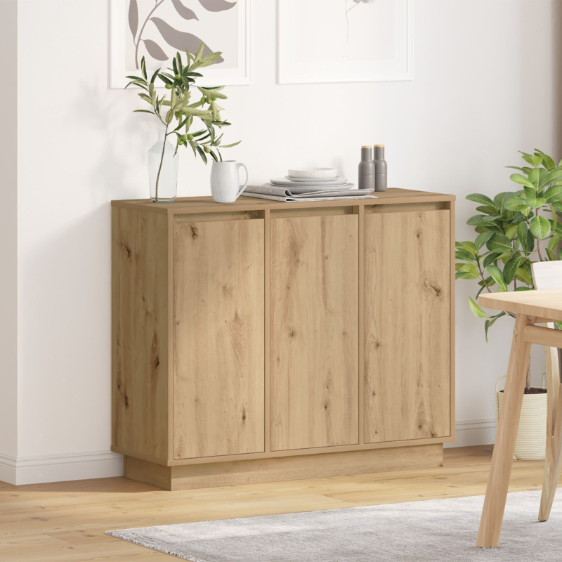 Sideboard mit LED in Artisan Eiche 90x32x75 cm aus Ingenieurholz