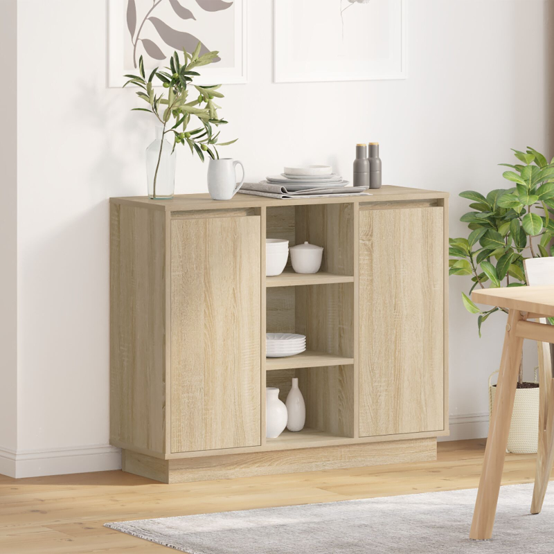 Sideboard mit LED Sonoma Eiche 90x32x75 cm aus Holzwerkstoff