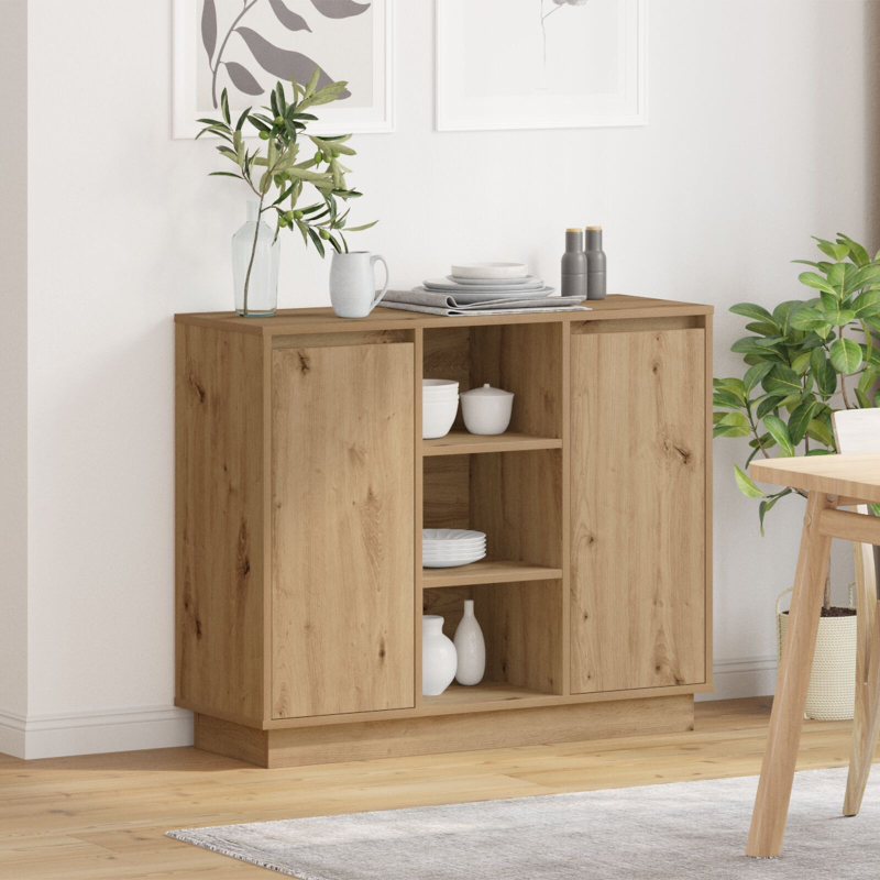 Sideboard mit LED Artisan Eiche 90x32x75 cm Holzwerkstoff