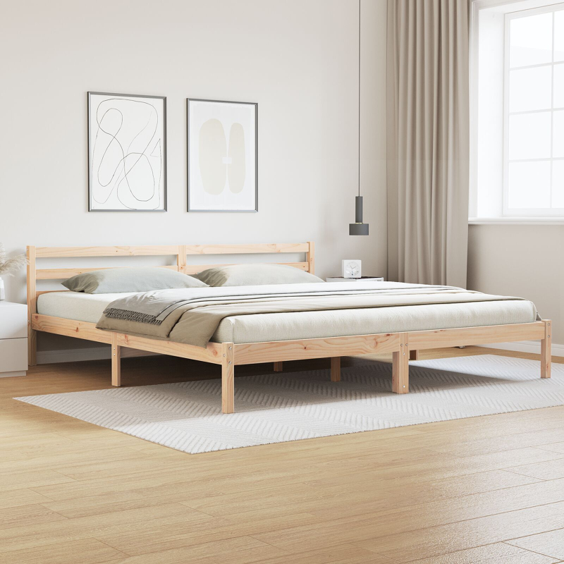 Bettgestell mit Kopfteil 200x210 cm aus massivem Kiefernholz