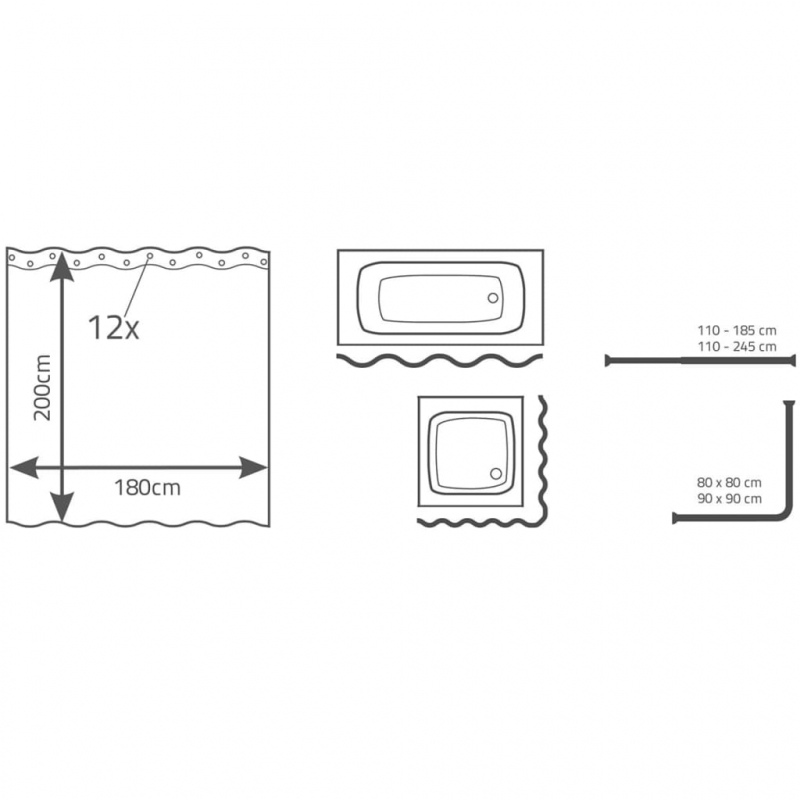 RIDDER Duschvorhang Brilliant 180x200 cm