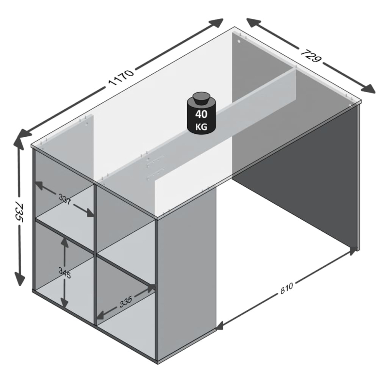 FMD Schreibtisch mit Regal 117×73×75 cm Betonoptik