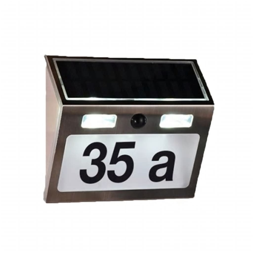 HI Hausnummer Solar LED-beleuchtet Silbern