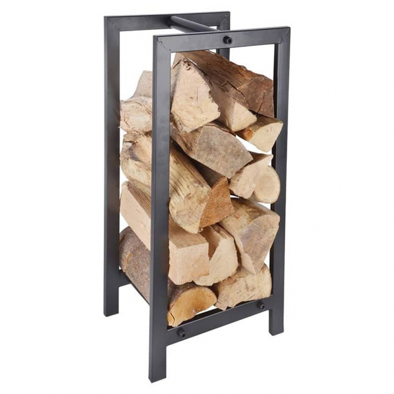 Esschert Design Holzregal und Kaminholzständer Schwarz