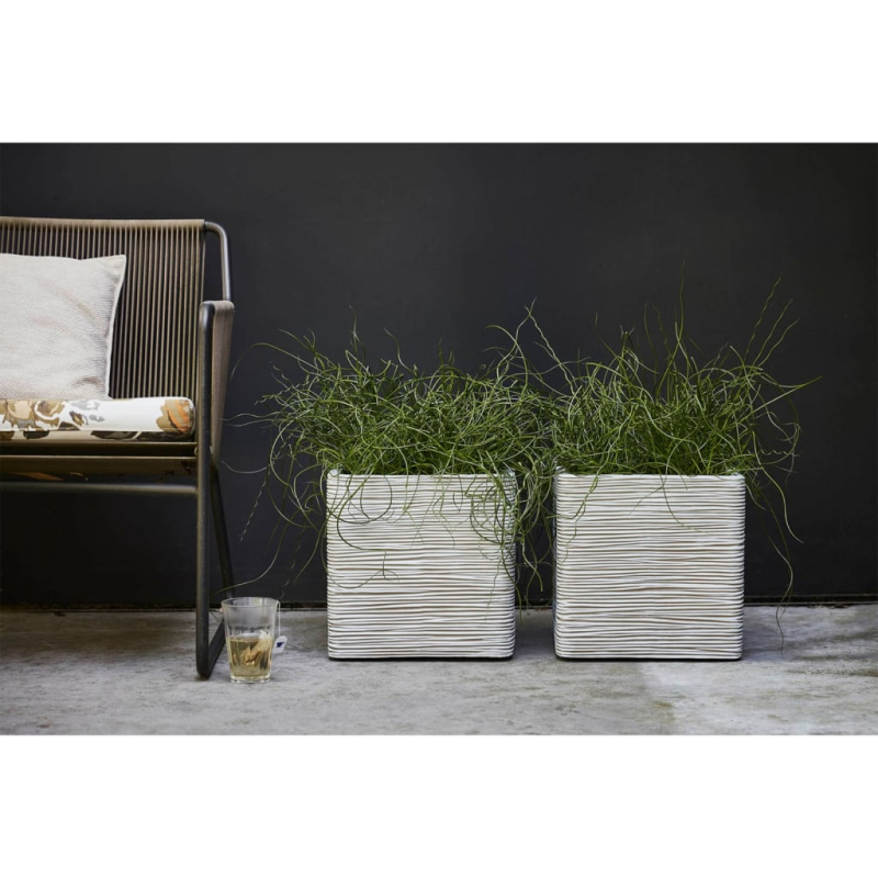 Capi Blumentopf Nature Rib Quadratisch 40 x 40 cm Elfenbein KOFI903