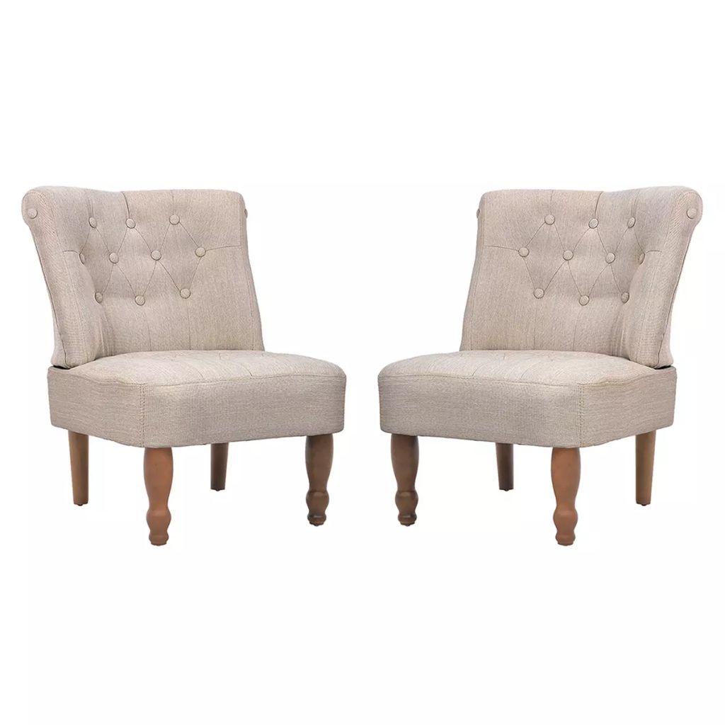 Französische Stühle 2 Stk. Creme Stoff